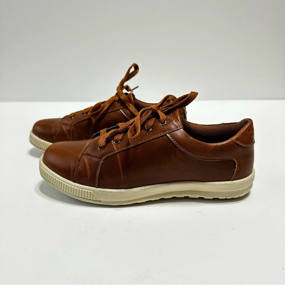 Deer Stag Kane Boys Dress Sneakers Size 4.5 Dark Tan Lace Up Shoes